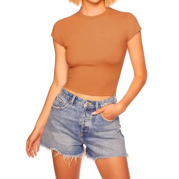 NEW SUSANA MONACO short sleeve top in caramel - Picture 1 of 3
